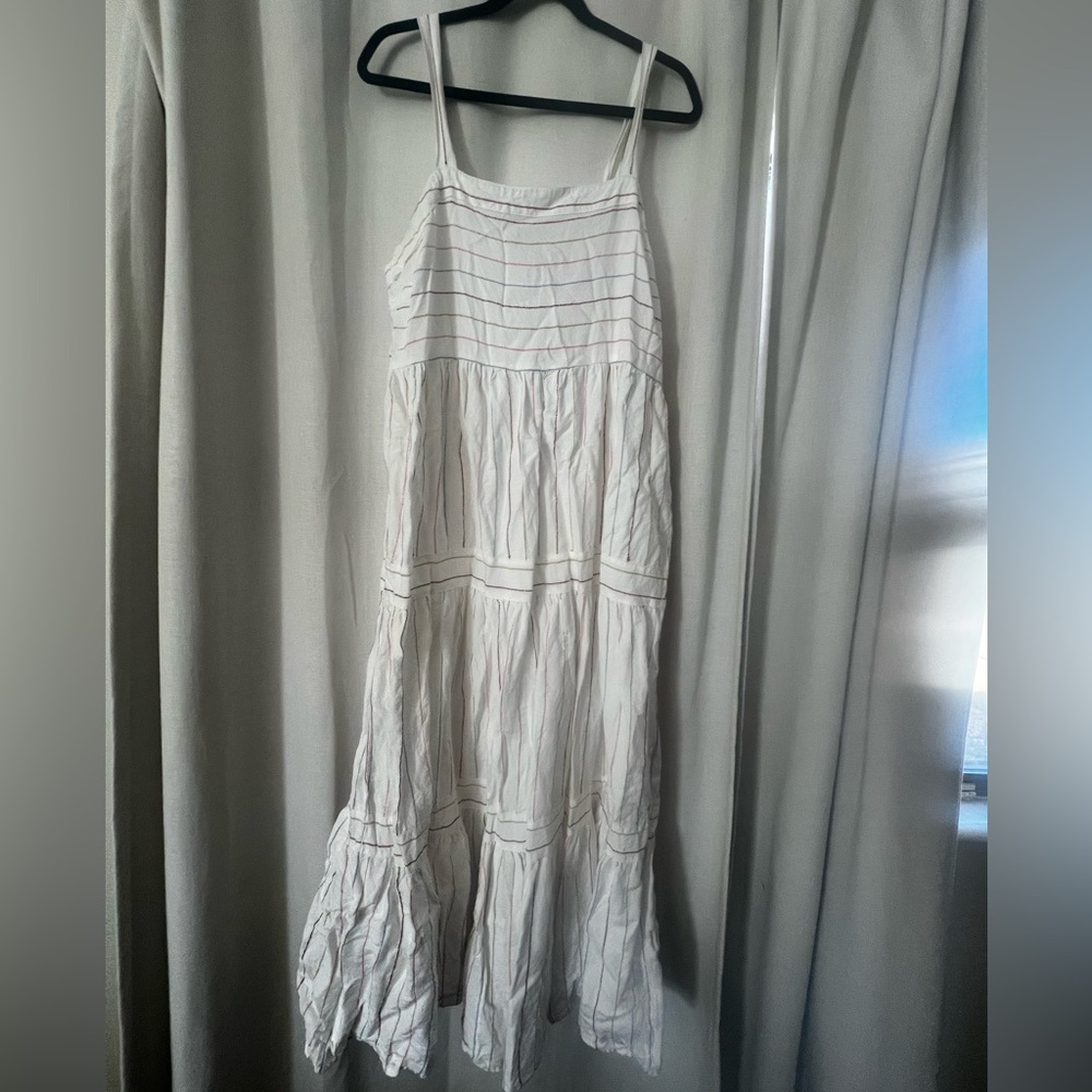 LOFT White Striped Maxi Sundress